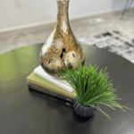 home stage close up of vase on coffee table
